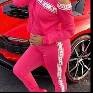 Gritty Soul Women’s Joggers Sweatpants Pink White Size Medium Large